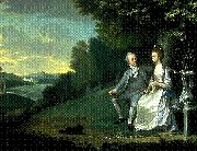 James Holland Portrait of Sir Francis and Lady Dashwood at West Wycombe Park oil on canvas